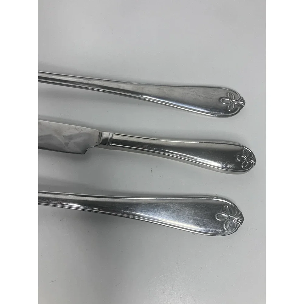 Reed & Barton Stainless RIBBON CREST Ribbon Bow Plume 3 Piece Serving Set